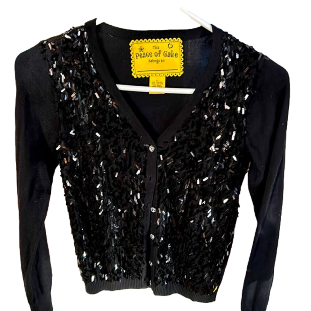 🌿Peace of Cake black sparkly cardigan, girls large🌿